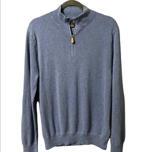 Brooks Brothers Cashmere and Cotton Honeycomb Quarter Zip Blue size Large